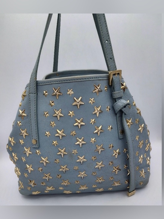 Jimmy Choo Handbags - Jimmy Choo Sasha Blue Leather Gold Star Studded Tote - Authentic